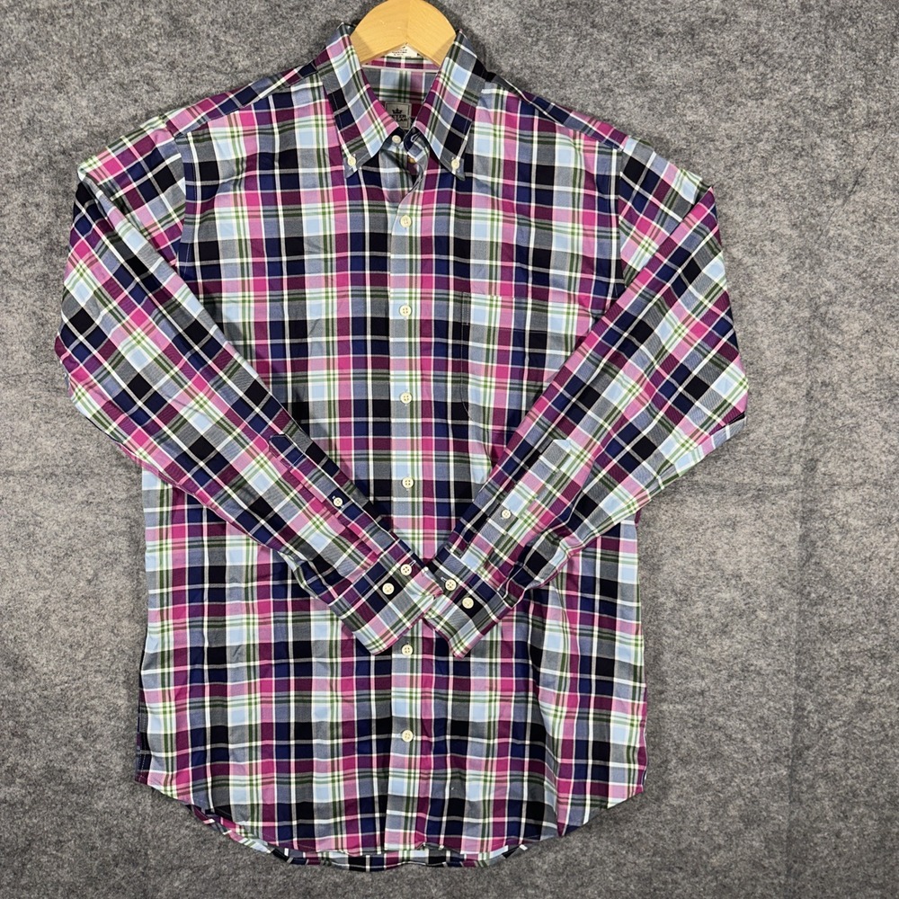 Peter Millar Shirt‎ Mens Medium Long Sleeve Button Up Plaid Casual Multicolor